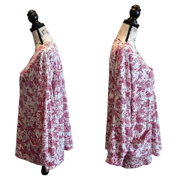 Key West Hand Print Fashions Cardigan Jacket White Pink XLarge Koi Fish Rare - Picture 4 of 10